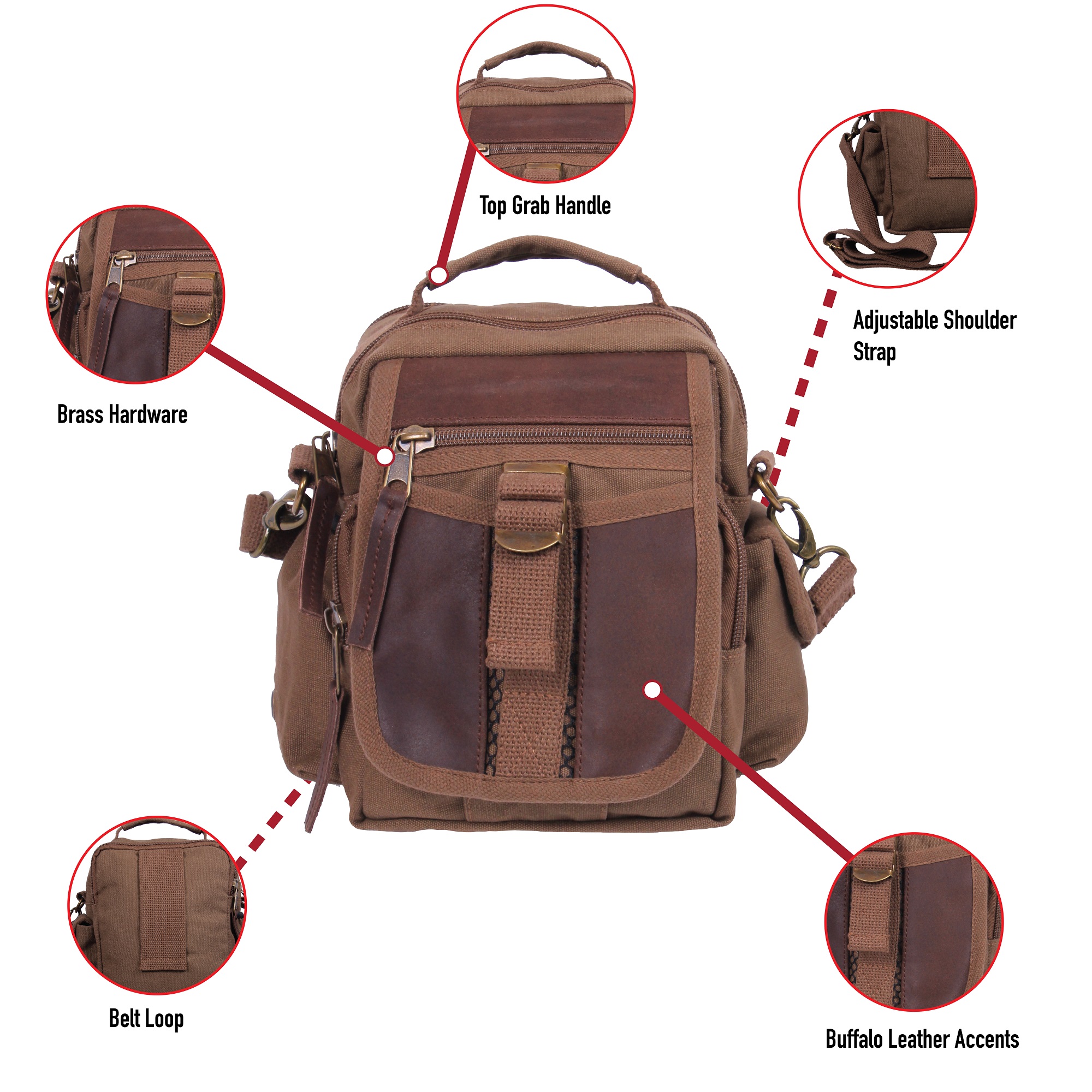 Vintage Canvas & Leather Travel Shoulder Bag - Image 16